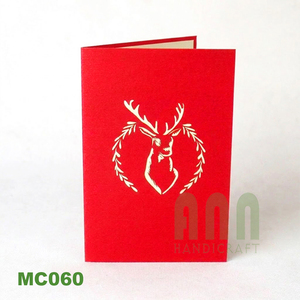ANN HANDICRAFT MC060 Tarjetas de Invitación de Papel con Diseño de Ciervo en 3D, Cortadas con Láser, Estilo Pop-up, Hechas a Mano, Personalizadas para Navidad, Acabado Mate, Vietnam, 4 Colores - Product Image 4