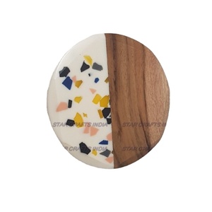 Modern Eco-Friendly Square <b>Resin</b> Tea Coaster Set of 4 Pieces Natural Wood <b>Resin</b> Home Hotel Restaurant <b>Table</b> - Product Image 1