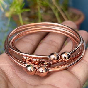 Bold Copper Fashion Bangles for Men & Women Accessory for Classic Outfit Styling Rose Gold Plated Copper Alloy Bangles With <b>Ball</b> - Product Image 1