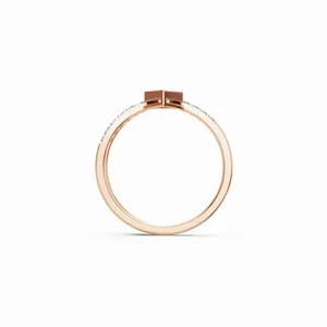 Bague en or rose 18 carats avec diamant de laboratoire taille ronde Radiance, 14 pièces, pour femme, luxe, certifiée IGI - Product Image 3
