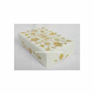 Caja con incrustaciones de fregona de forma Rectangular de diseño personalizado, nueva mano de obra de arte Floral, caja con incrustaciones de nácar de mármol Natural hecha a mano - Product Image 2