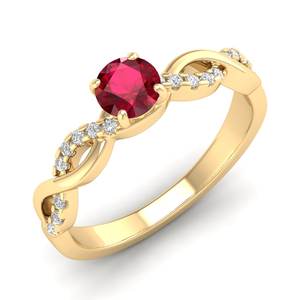 Anillos de Compromiso REYES de Plata de Ley 925 con Moissanita de Diseño Elegante para Mujer, Corte Redondo, Gema de Rubí de 0.5 Quilates - Product Image 2