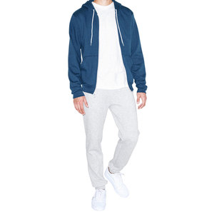 Men's Navy Blue Hooded Pullover Sweatshirt Regular Fit Fleece Casual Winter Style Solid Color Long Sleeve Knitted <b>Jacket</b> - Product Image 2