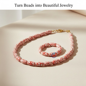 Perles en verre soufflé de luxe rouge et blanc |   Perles décoratives élégantes faites à la main de 12 à 28 mm pour la création d'accessoires créatifs DIY - Product Image 4