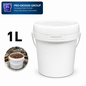 Seau à café en plastique de qualité alimentaire de 1 L avec poignée et couvercle plat pour l'emballage du café, récipient rond hermétique - Product Image 1