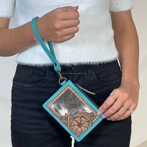 Cartera de Cuero Vacuno Repujado a Mano de Lujo, Nueva, para Uso Diario, Viajes y Compras, con Cierre de Cremallera, para Mujer - Product Image 2
