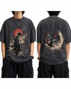 Camiseta con estampado de guerrero de anime, estilo vintage, unisex, de corte holgado - Product Image 5