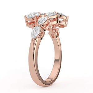 Bague Bypass en Or Jaune avec Diamants Taille Poire Biologiques, à Deux Rangs Dégradés, à Bout Ouvert, Effet Cascade, Bijou de Déclaration Raffiné - Product Image 3