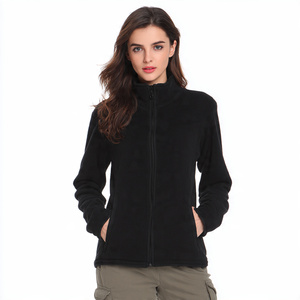Chaqueta polar con bolsillo en el pecho para mujer, chaqueta polar con cuello alto, chaqueta polar gruesa para mujer, ropa de calle para mujer - Product Image 4
