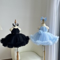 Robe de soirée élégante pour filles, col halter en tulle avec fermeture à nouer au dos et jupe longue à volants, vente en gros