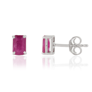 High Quality Handmade 925 Sterling Sterling <b>Silver</b> Octagon Cut Authentic Ruby Gemstone <b>Stud</b> <b>Earrings</b> For Women - Product Image 3