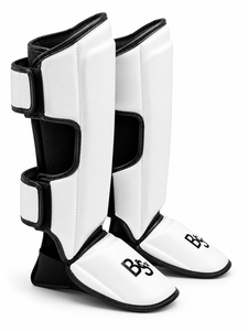 Protège-tibias en PU blanc avec fermeture auto-agrippante pour adultes, protection sportive, design léger - Product Image 2