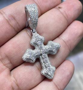 Colgante de Cruz de Jesús con Moissanita Iced Out, Plata 925, Joyería Hip Hop para Hombre, Collar de Crucifijo con Diamantes Brillantes, Venta al por Mayor - Product Image 5