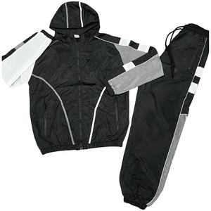 OEM Custom Breathable Summer Waterproof 100% Cotton Windbreaker <b>Zip</b>-<b>Up</b> <b>Jacket</b> and Shorts Set - Product Image 5