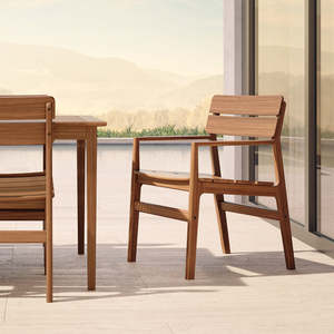 Fauteuil de salle à manger en teck de qualité commerciale, design moderne écologique, mobilier d'extérieur imperméable pour hôtels et complexes hôteliers - Product Image 2