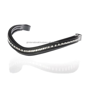 Banda de cuero negro con forma de onda para cejas, diseño personalizado de alta calidad, banda acolchada para cejas con cristales transparentes y mini clincher incrustados - Product Image 4