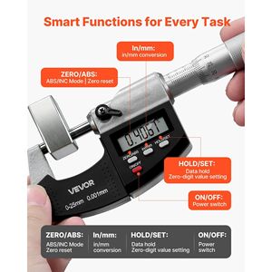 Juego de Micrómetros Digitales de Ultra Precisión, Rango de Medición de 0-1 Pulgada, Resolución de 0.00005 Pulgadas, Precisión de 0.0001, Pantalla LCD - Product Image 4