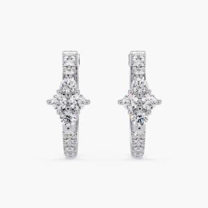 Boucles d'oreilles créoles Huggie de luxe en or blanc 14 carats avec diamants naturels ronds de 11,9 mm – Cadeau minimaliste pour femme, idéal pour les soirées - Product Image 2