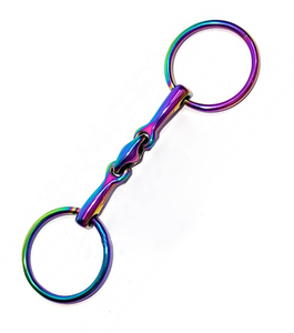 Bridons à anneaux détachables en acier inoxydable couleur arc-en-ciel pour l'équitation, adaptés à tous les âges de chevaux. - Product Image 4