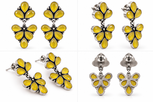 Pendientes de Moda con Diseño Floral Amarillo para Mujer, Suministro Directo de Fábrica |   Joyería de Moda para Fiestas, Chapada en Plata Oxidada sobre Latón - Product Image 5