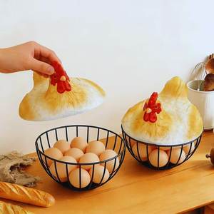 Decorative Metal <b>Egg</b> Basket, Farmhouse Kitchen <b>Egg</b> <b>Storage</b> Holder - Product Image 1