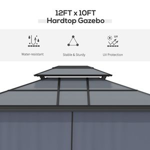 10FT X 12FT Hardtop Gazebo <b>Canopy</b> Polycarbonate <b>Roof</b> Aluminum Frame Women's Coats for Outdoor Pavilion Permanent Pavilion - Product Image 3