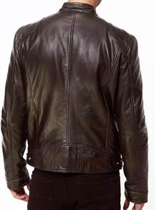 Chaqueta de Cuero Personalizable para Hombre, Corte Ajustado, 100% Piel de Oveja, Chaqueta de Invierno de Alta Calidad con Cuello Alto - Product Image 3