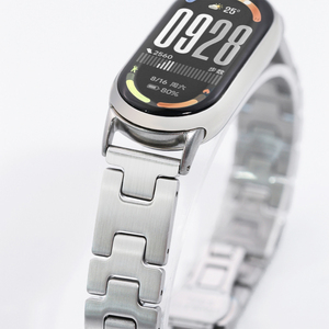 Correa de Reloj de Acero Inoxidable con Hebilla de Mariposa para Xiaomi Mi <span class=keywords><strong>Band</strong></span> 8/9/10, Correa de Metal con Patrón <span class=keywords><strong>H</strong></span> para Mi <span class=keywords><strong>Band</strong></span> 10/9/8 - Product Image 1