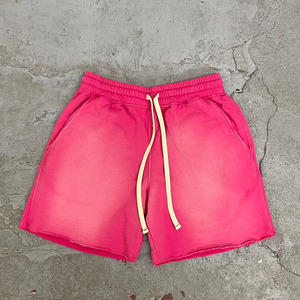 Shorts en toile personnalisés pour hommes, respirants, taille mi-haute élastique, logo vieilli, délavés à l'acide, entrejambe de 5 pouces, style décontracté urbain, très tendance - Product Image 6