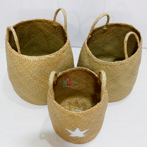 Cesta de Almacenamiento Redonda de Hojas de Palma Tejida a Mano con Asas para Cocina y Sala de Estar - Product Image 6