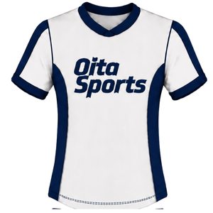 Maillot de rugby bleu marine et blanc à manches courtes, col en V, uniforme d'équipe personnalisé, respirant, pour l'entraînement, vêtements de sport athlétiques, chemise de performance - Product Image 1