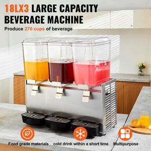 Distributore di Bevande Commerciale in Acciaio Inox a 3 Serbatoi da 18L 680W - Dispenser di Succhi da 20,4 Qt - Product Image 2