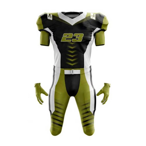 Conjunto de Uniforme de Fútbol Americano para Hombre, Sublimado, Cuello en V, Manga Corta, 23, Negro, Verde, Blanco, Absorbe la Humedad, Ajustado - Product Image 1