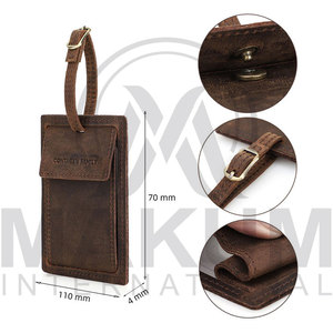 Étiquette de bagage en cuir véritable personnalisée, étiquette en cuir de vachette pour sacs - Product Image 5