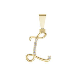 Pendentif en or 14 carats pour femme Aarinya avec initiale calligraphique 'L' en diamant de laboratoire taille brillant certifié IGI - Product Image 1