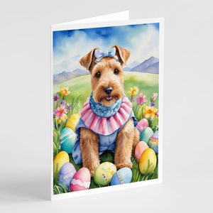 Lakeland Terrier Easter Egg Hunt Tarjetas de felicitación Paquete de 8 Whimsical A7 Tamaño 5x7 Tarjetas de notas en blanco con sobres - Product Image 1