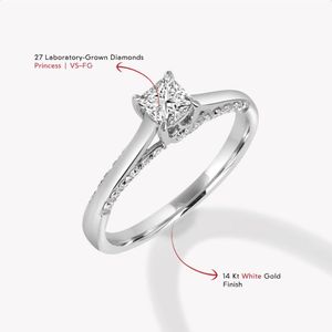 Anillo de Diamantes de 1 Quilate con Corte Princesa, Cultivado en Laboratorio, Certificado por IGI, Oro Blanco de 9K, Color VS1 FG, Anillo de Compromiso de Lujo para Mujer - Product Image 4
