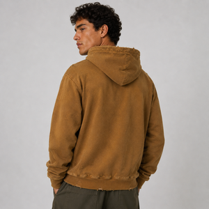 Sudadera con Capucha Negra Lavada y Bordada para Hombre, Estilo Vintage, Casual, Streetwear, Personalizada, Venta al Por Mayor, Marca Privada - Product Image 5