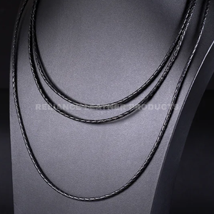 Wholesale Regular Color 3mm Black Shine Bolo <b>Braided</b> Leather <b>Cord</b> for Jewelry Making Round <b>Braided</b> Leather <b>Cord</b> Bulk Supply - Product Image 1