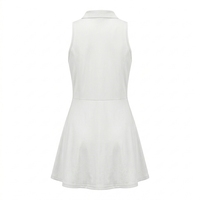 Robe sans manches pour femme de pickleball, unie, avec poches, col rabattu zippé, séchage rapide, écologique, en Spandex/Nylon, longueur genou