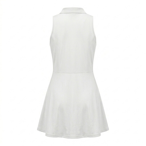 Vestido Deportivo sin Mangas para Mujer, con Bolsillos, Cierre de Cremallera, Cuello Camisero, Secado Rápido, Ecológico, de Spandex/Nailon, Largo hasta la Rodilla - Product Image 3