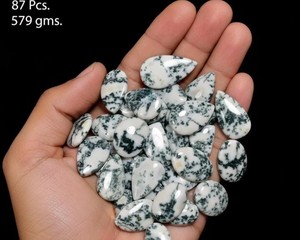 Cabujón de Ágata Natural Pulido Liso con Patrón Dendrítico Blanco y Verde para Joyería - Product Image 3