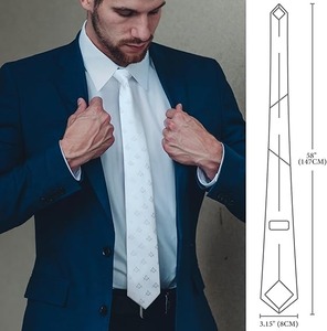 Cravate tissée pour franc-maçon, cravates de mode pour hommes avec motif carré et boussole maçonniques, couleur unie avec symboles maçonniques - Product Image 6