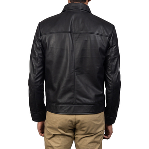 Blouson bomber pour homme en cuir de vache véritable noir, imperméable, coupe-vent, respirant, écologique, fermeture éclair classique, streetwear décontracté, hiver - Product Image 3