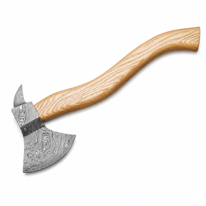 ขวานโทมาฮอว์กเหล็กดามัสกัสพร้อมด้ามไม้สำหรับใช้เอาตัวรอด - Product Image 1