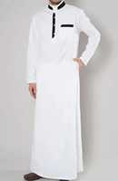 Thobe Jubbah islamique traditionnel pour hommes, conçu sur mesure, en polyester brodé de perles, extensible dans quatre directions, longueur cheville, pour musulmans