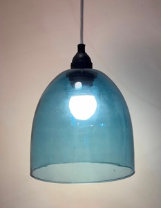 Modern Hand-Blown Teal Glass Pendant <b>Light</b> smooth dome-shaped glass shade with a rich turquoise tint ambient glow contemporary - Product Image 2