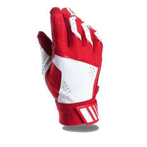 <b>Red</b> Full Finger Baseball Batting Gloves Breathable Leather Pitcher Non-Slip Right-Handed Adult Hook and Loop Closure - Product Image 2