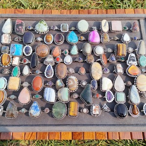 Best Selling Wholesale Assorted Gemstone <b>Rings</b> Natural Gemstone <b>Adjustable</b> Brass <b>Rings</b> Fashion Jewelry Supplier Bulk Jewelry - Product Image 6