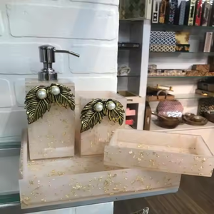 Juego de Accesorios de Baño de Resina Blanca de Lujo al por Mayor, Fácil de Limpiar, Forma Rectangular, para Hotel - Product Image 6